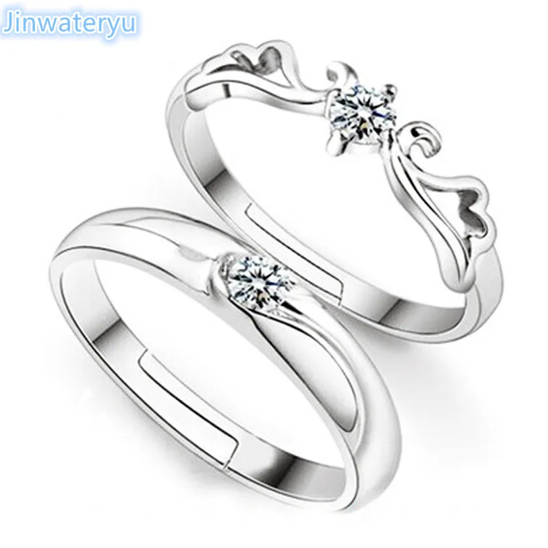 Jinwateryu модные ювелирные изделия 925 Серебряные любовные кольца ангелы кольца Крылья обручальные кольца набор обручальных колец с кубическим Цирконом