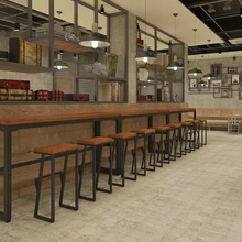 New Retro Bar Chair Wrought Iron Bar Stool Solid Wood Bar Stool Creative High Stool Leisure Bar Chair Front Coffee Chair