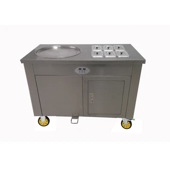 

Free shipping one pan with 6 cooling food tanks stainless steel single pan fried ice cream roll machine
