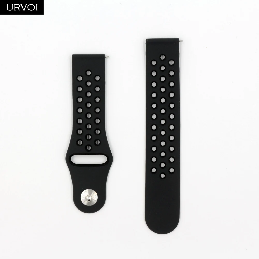 URVOI 22/20 мм длина браслета для Galaxy Watch Active/42/46 мм шестерни спортивный силиконовый ремешок для HUAWEI Aquick выпуск шпильки Мягкая замена - Цвет ремешка: Anthracite Black