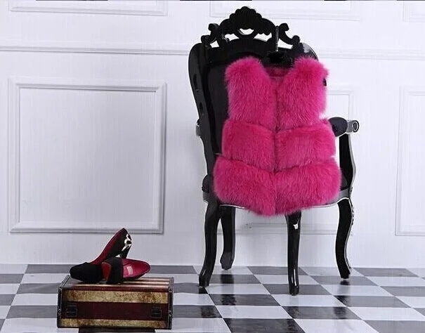 Толстые зимние пальто Colete De Pele Feminina плюс размер жилет из искусственного меха лисы верхняя одежда женский жилет без рукавов меховой жилет X797 - Цвет: rose red