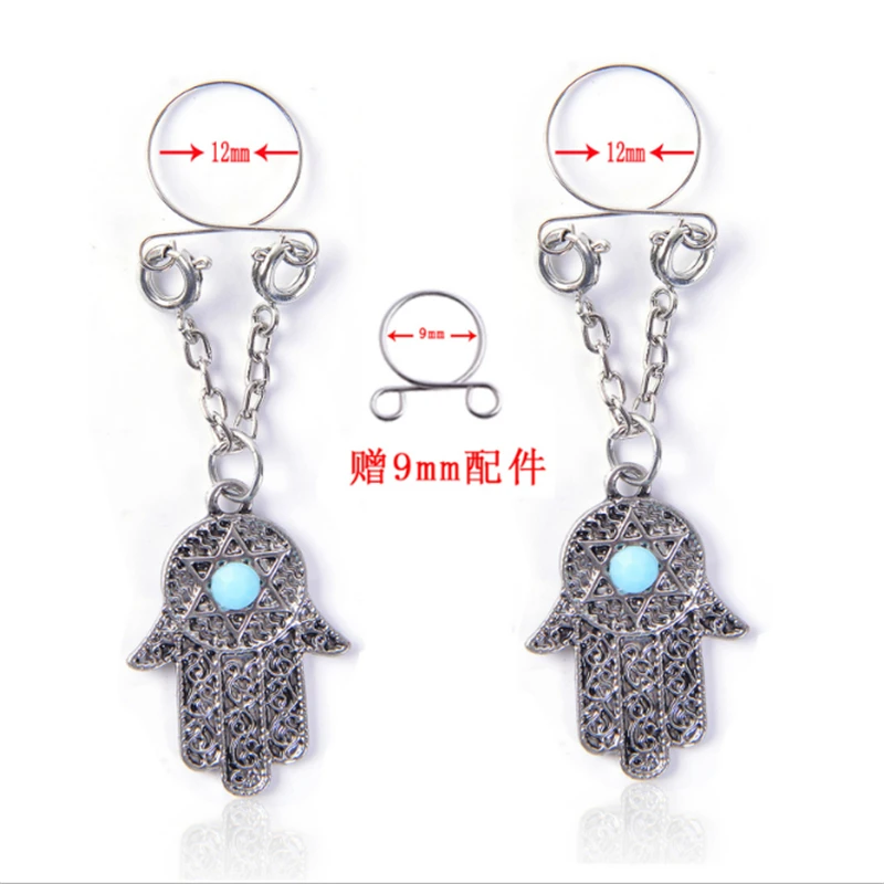 

2PCS New Arrival Fashion Sexy Non Pierced Nipple Piercing Rings Palm Clip On Fake Nipple Ring Body Jewelrys Christmas Gifts