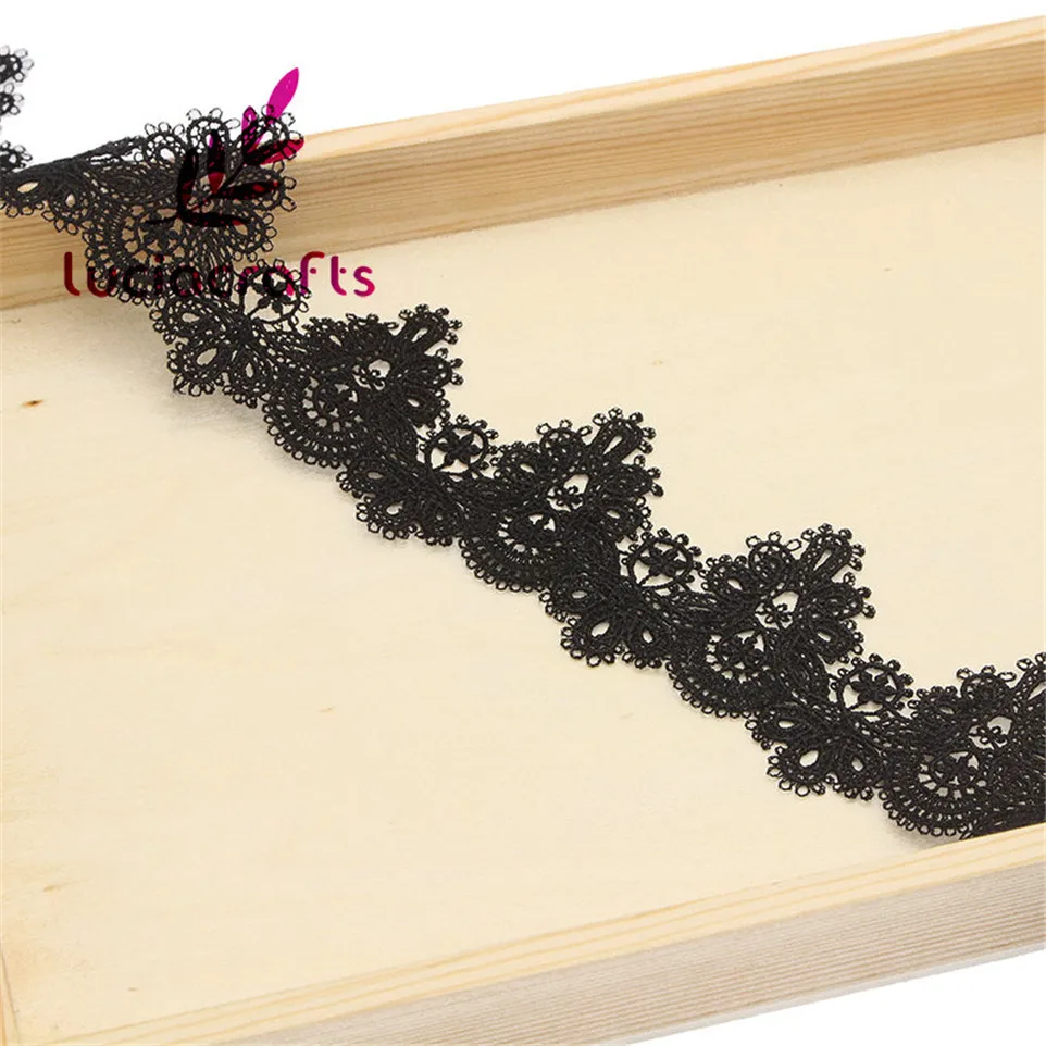 Lucia crafts 1 ярд 5,4 см белый/черный цветок вышивка кружева для свадебное платье украшения DIY Швейные аксессуары N0507