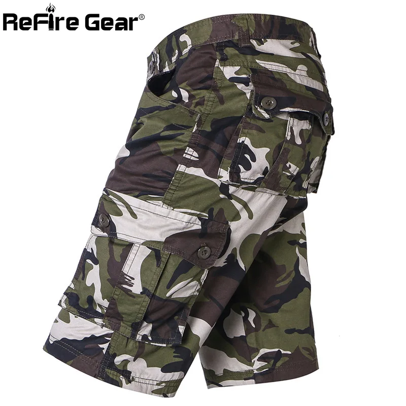 Refire gear, камуфляжные армейские тактические шорты для мужчин, Военные солдаты, много карманов, карго, Короткие хлопковые повседневные камуфляжные рабочие штаны