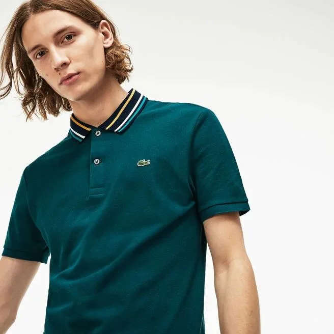

New Shelves Lacoste High Quality Breathable Fashion Business Men's T-Shirt Cotton Men's Dark Green Casual Sports Short Sleeve
