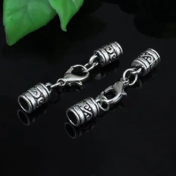 

10sets/lot Fashion Zinc Alloy Cord End Caps Set Fit 5mm Cord for Necklace Bracelet Connectors Clasp Total Length:44mm K05227
