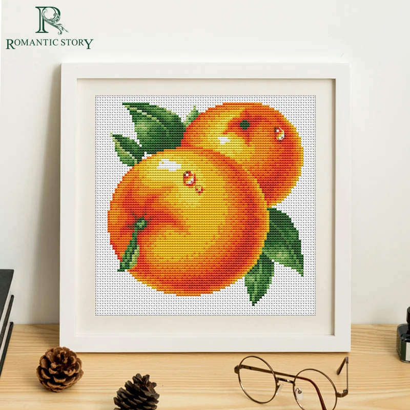 

Embroidery,Paintings,Needlework,Cross stitch kits,fruit orange,DIY Cross-stitch,thread embroidery,Romantic Story 2055