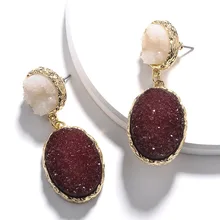 

Fancy&Fantasy Colorful Druzy Stone Earrings for Women Stud Earrings Simple Quartz Resin Earrings Jewelry Gift Pendientes