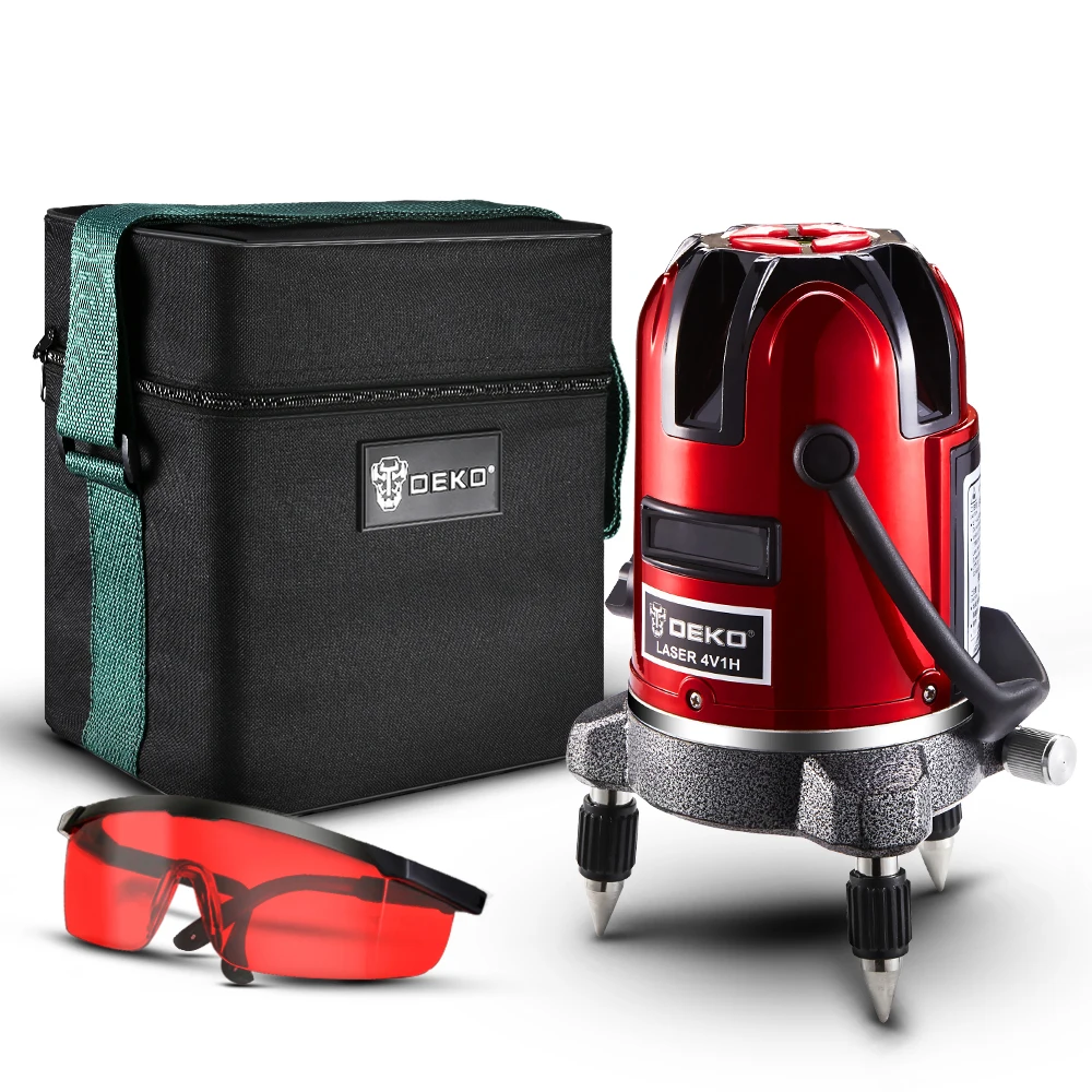  DEKO LL57/58 RED Series Self-leveling 5 Line 6 Points Horizontal&Vertical Laser Level 360 Degree Ad