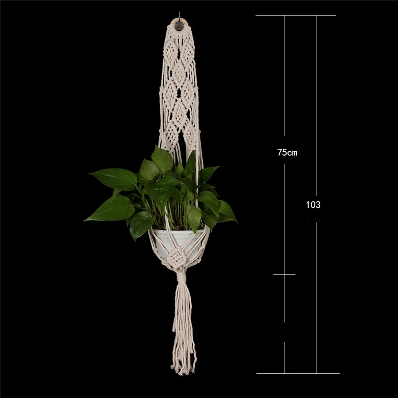  2018 New Macrame Rope Plant Hanger Garden Flower Pot Holder Hanging Basket Decoration F#4S20 (1)