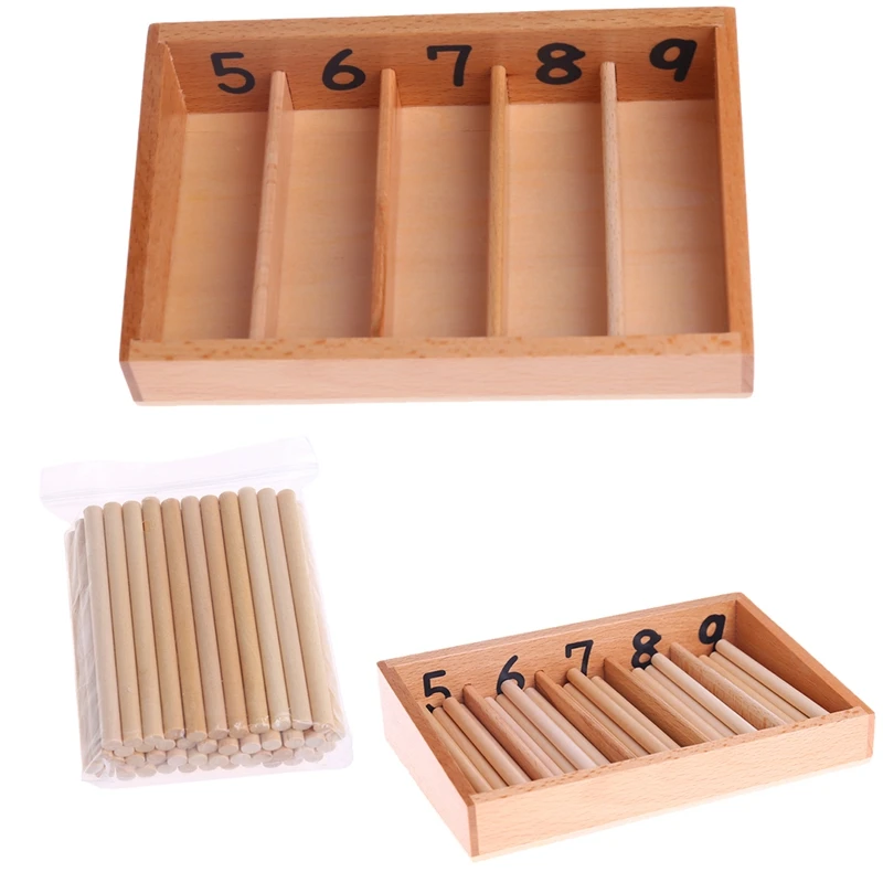 

Montessori Wooden Spindle Box 45 Spindles Mathematics Counting Educational Toy
