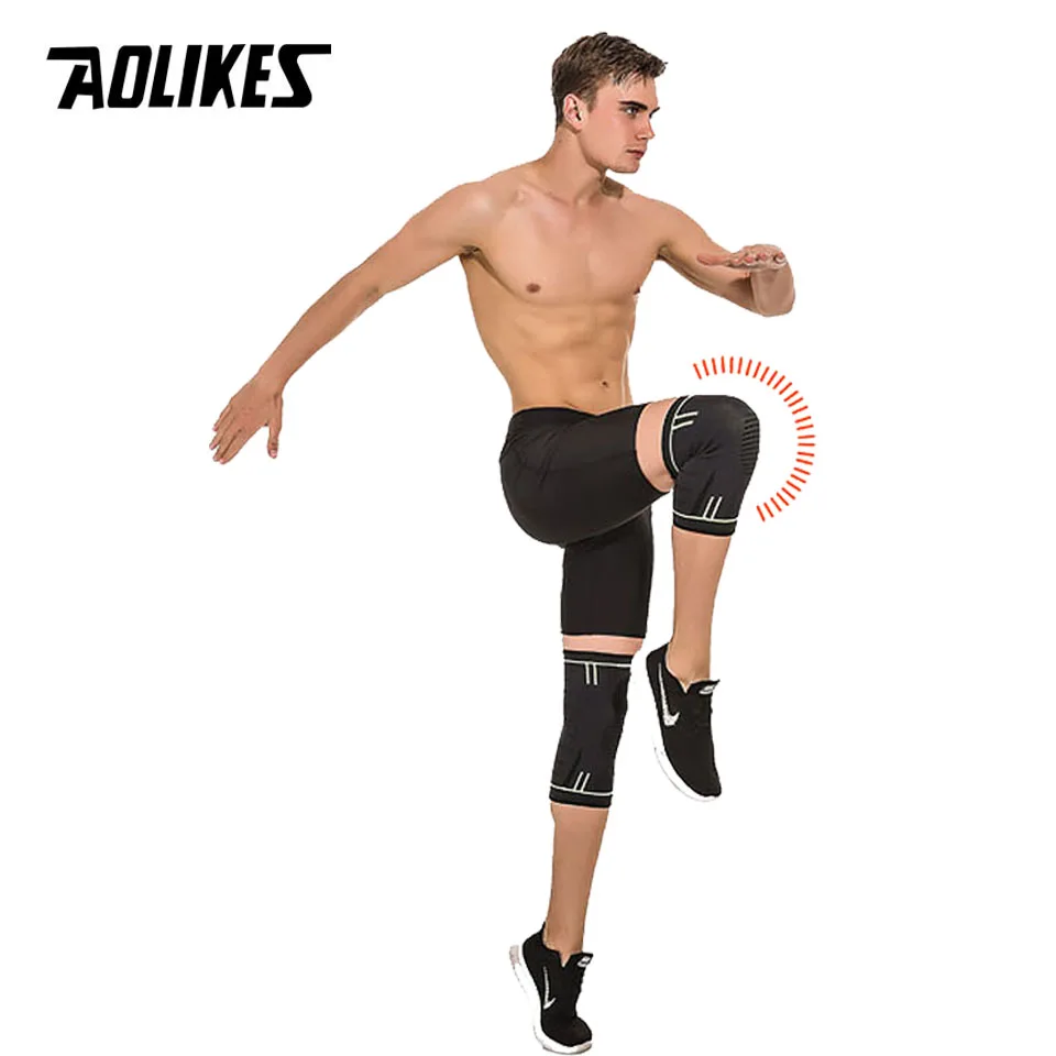 AOLIKES 1 шт. компрессионный наколенник поддержка рукав бег тренажерный зал Спорт суставы облегчение боли Баскетбол волейбол безопасность