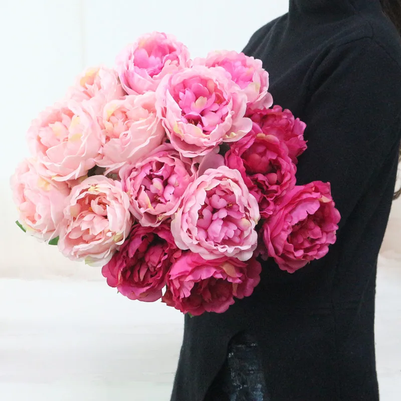 Flone Silk Artificial Peony Bouquets Cloth Fake Peony Simulation Props For Wedding Birthday Party Bedroom Home Decoration Art (8)