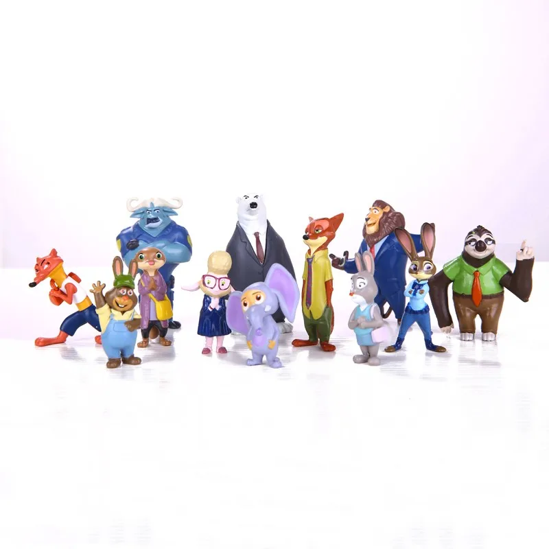

TD ZW 12pcs/set New movie Zootopia action figures 4-8cm high quality pvc models Judy rabbit Nick Fox kids gift