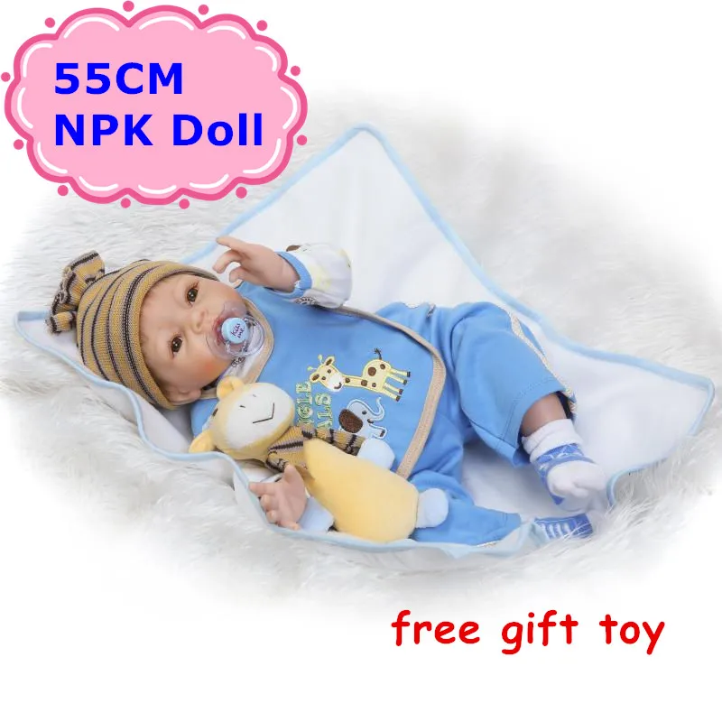 

NEW NPK 55cm Reborn Bebe Doll Realistic Soft Silicone Cotton Body Baby Dolls With Cute Doll Clothes& Free Toy Baby Toy For Girls