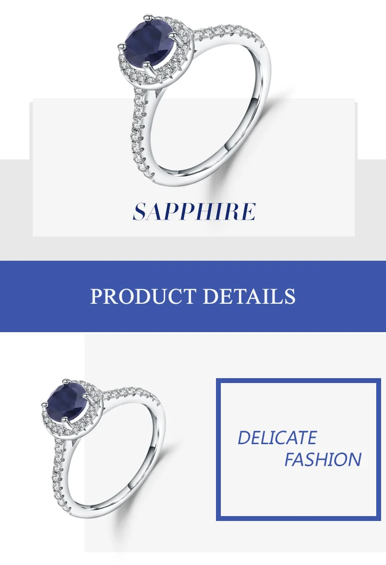 Gem's Ballet 1.84Ct Натуральный Синий сапфир Halo обручальное кольцо для женщин, 925 пробы, серебро, великолепное кольцо, хорошее ювелирное изделие