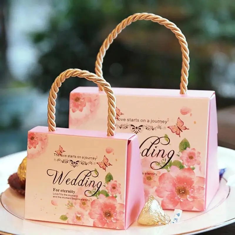 

1PC Flower Wedding Gifts For Guests Paper Box Baby Shower Packaging Candy Box New Year Gift Bag Souvenirs A40