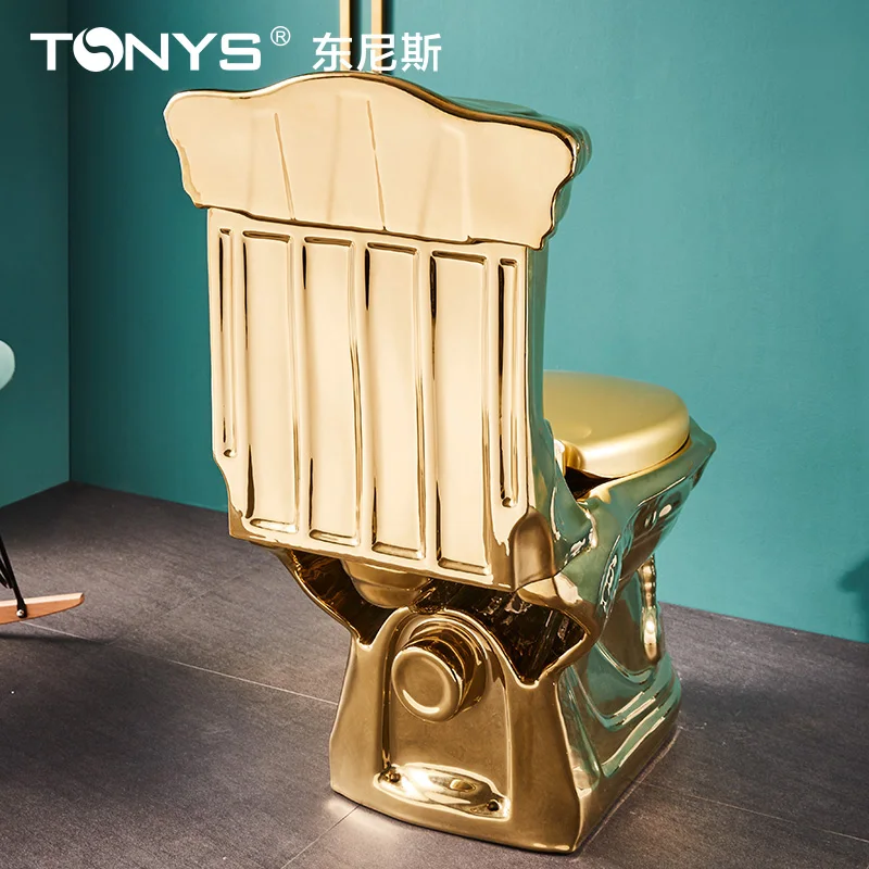 Двухкомпонентные стильные керамические унитазы высокого качества Роскошный Золотой цвет КТВ смывной туалет вилла клуб ванная комната умывальник керамический унитаз