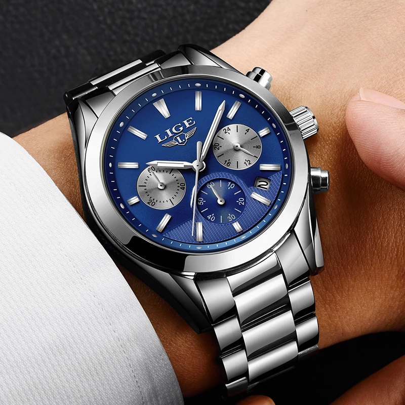 

Relogio Masculion LIGE Men Watch Top Luxury Brand Military Sport Watch Men's Quartz Watch Male Full Steel Casual Business Clock