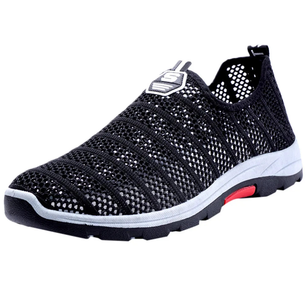 2019 Men's hollow flying woven mesh breathable sneakers lightweight soft bottom non-slip running shoes sneakers platform 40J14 (4)