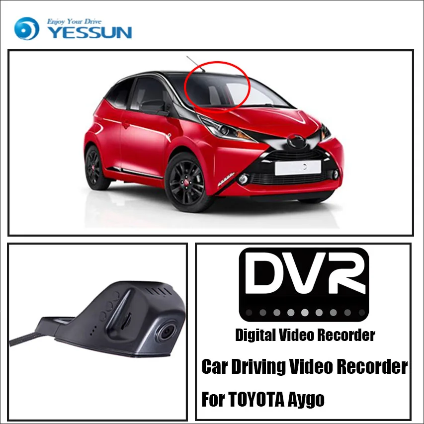 YESSUN для TOYOTA Aygo Автомобильная фронтальная камера для iPhone Android Функция управления приложением DVR Вождение видео запись