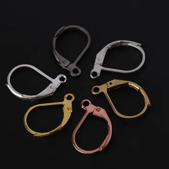 

50pcs 15x10mm Brass French Earring Hook Ear Wire Earrings Base Accessories for DIY Jewelry Making Fittings Settings