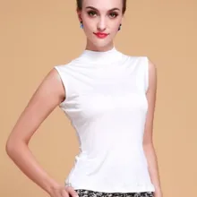 Весенняя и Летняя женская весенняя одежда Хан версия шелк вязать снизу жилет половина высокая шея рубашка без рукавов t футболка