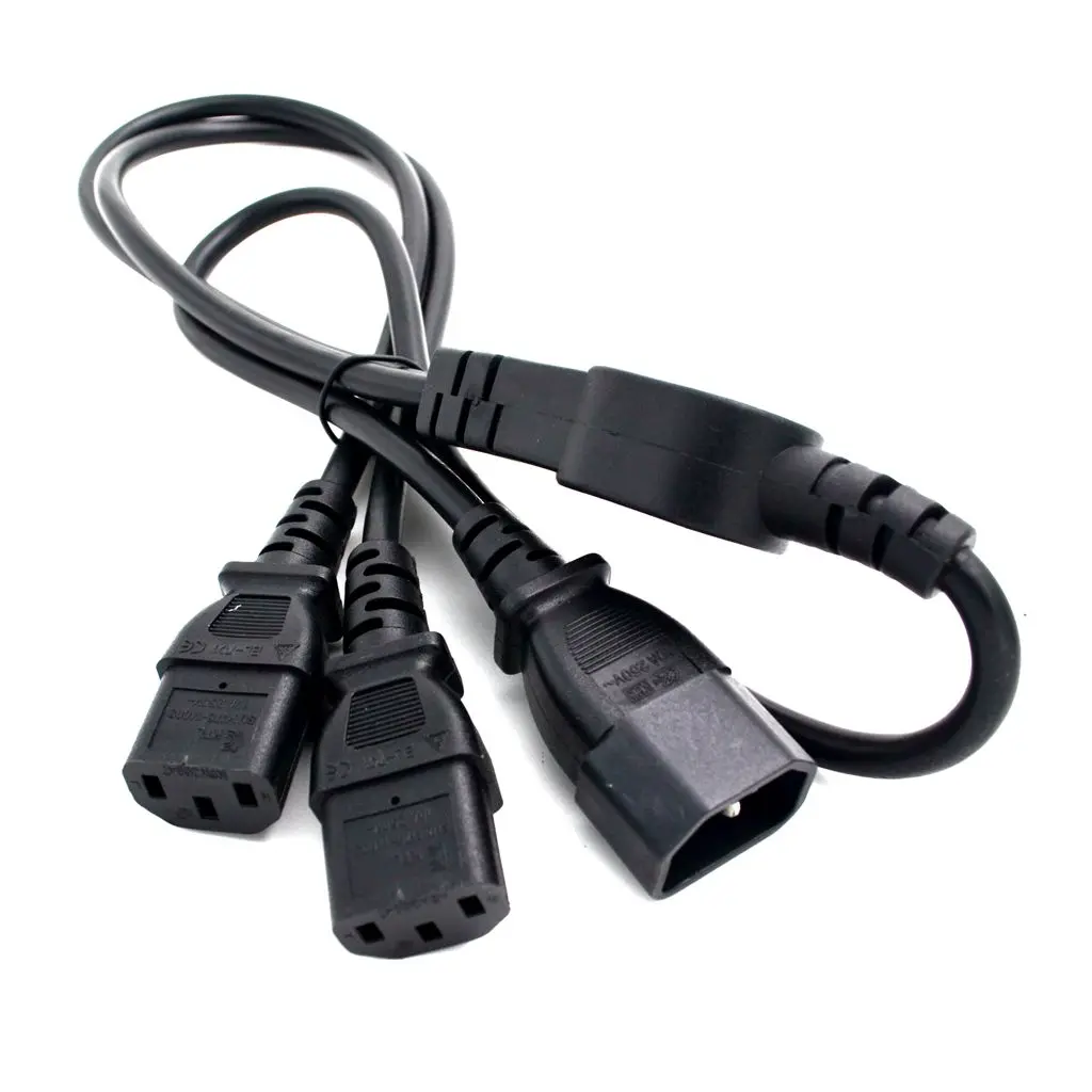 IEC 320 C14 Male Plug to 2XC13 Female Y Type Splitter Power Cord,C14 to 2ways C13 Power Adapter Cable,60cm,250V/10A
