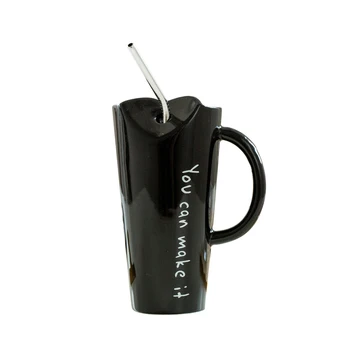 

Hot Sale 4 Colors Creative Coffee Mugs Ceramic cup with Straws Milk Tea Cups water bottle Breakfast Cup Brief Office Gifts