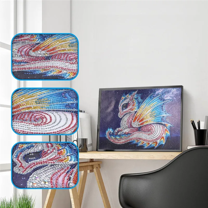 

Colorful Dragon Head Diamond Painting DIY 5D partial Diamond Embroidery special shaped Rhinestones Kit Home Decor