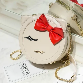 

2018 New Fashion Handbags High quality PU Leather Women bag Bow Cute Mini Round Bag Chain Shoulder bags Messenger Travel Bag