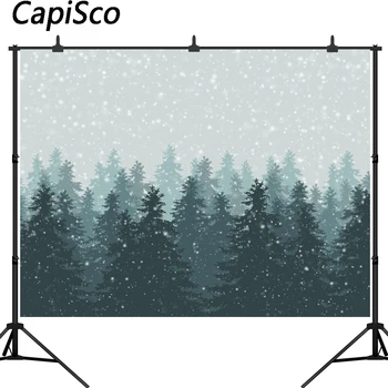 

Capisco photography background Winter snowy pine forest Christmas backdrop Custom Photographic Backdrops For Photo Studio