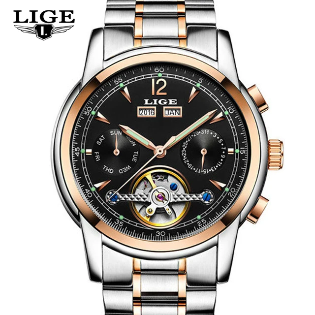 

LIGE Top Brand Luxury Men's Watches Tourbillon Mechanical Sports Watch Mens Fashion Business Automatic Watch Man Reloj Hombre