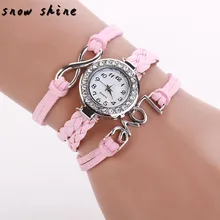 snowshine 10 Women Infinity Love Hand knitted Leather Chain Quartz Wristwatch Watch free shipping