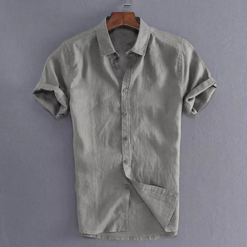 URSPORTTECH Летняя мужская рубашка с коротким рукавом, облегающий, деловой, формальный, Повседневная рубашка, топы, однотонный, однобортный, 6