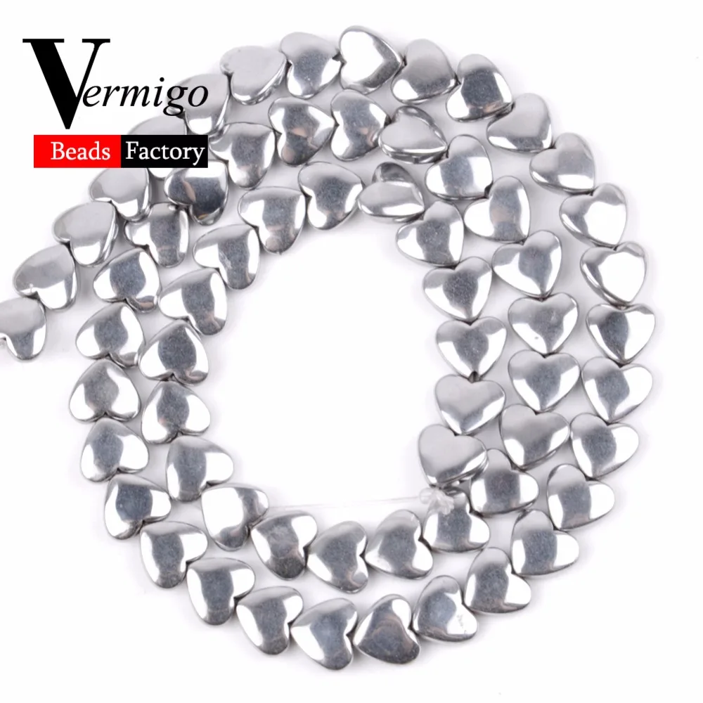 

6x5mm Silver Love Heart Shape Hematite Semi Precious Stone Beads For Needwork Jewelry Making Accessories Stone Fit Diy Bracelet