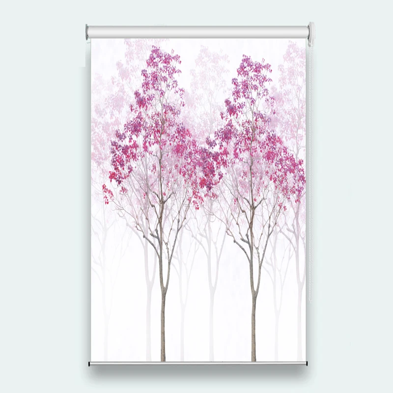 

Blackout/Shade Roller Curtains Luxury Window Blinds For The Living Room Hotel Wall Blinds Elegant Red Tree Girl Room Curtain