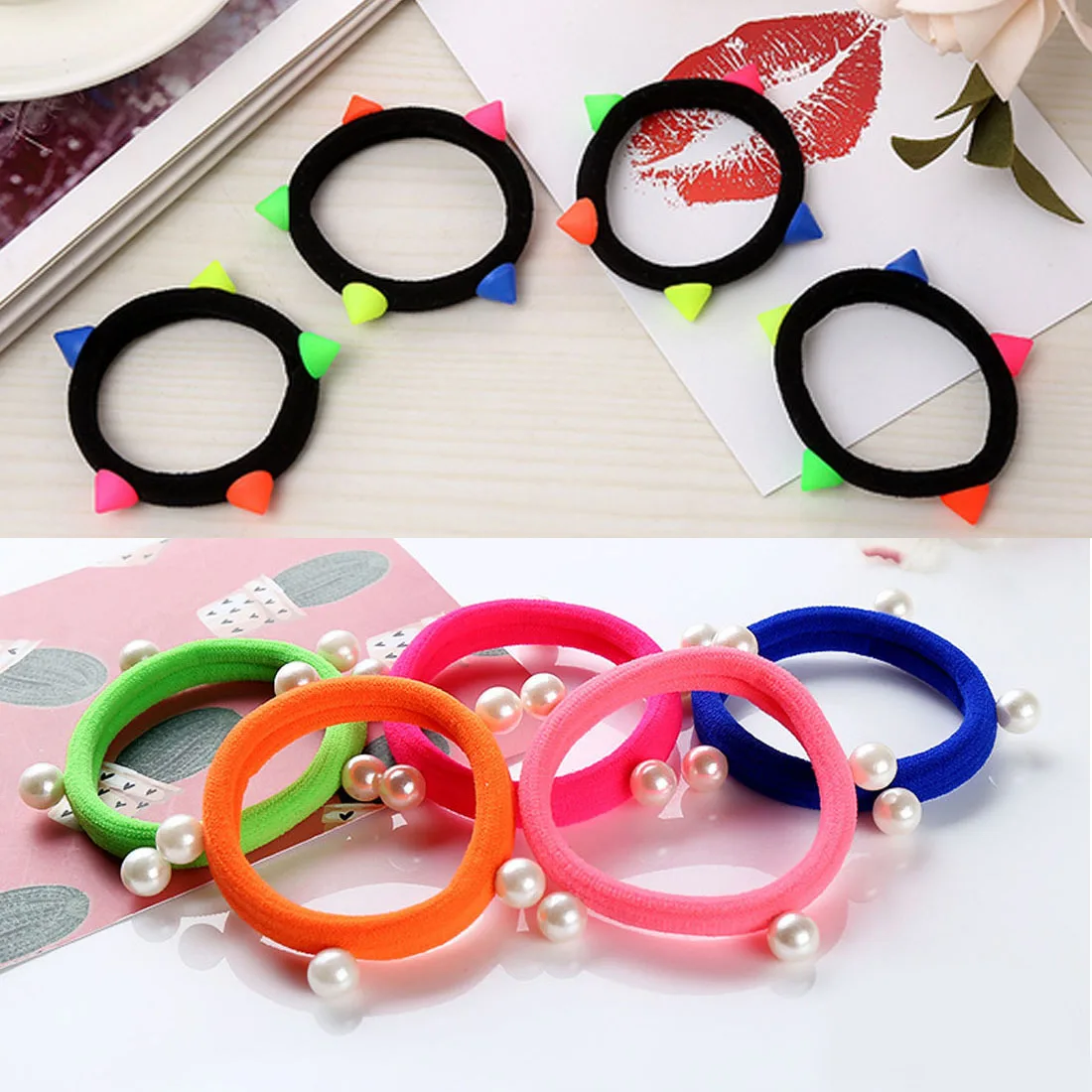 

Cute 10/20pcs Pearl Rubber Bands Elastics Headwear Seamless Gum Hairbands Hair Ornaments Hair Accessories for Women Girls