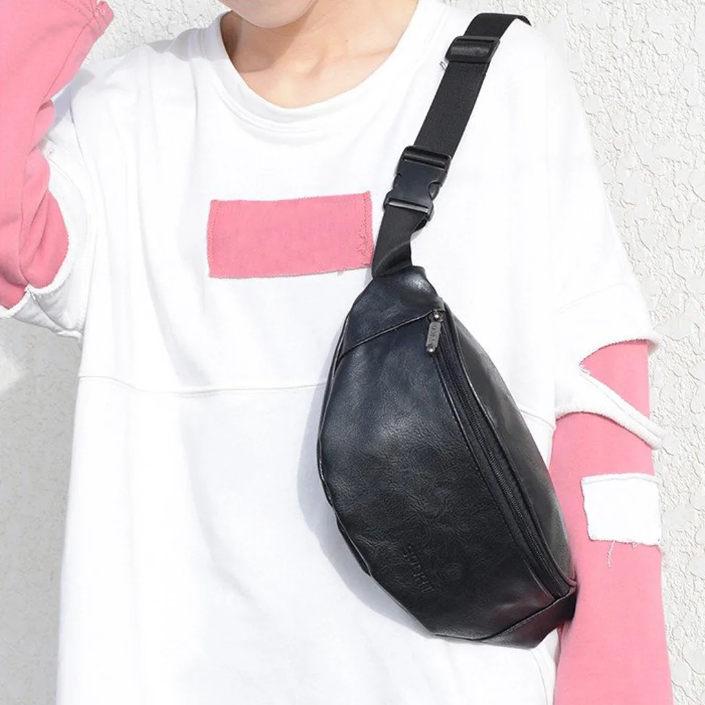 Винтажный поясной женский нейтральный открытый кожаный спортивный нагрудный ремень поясная сумка ceinture sac