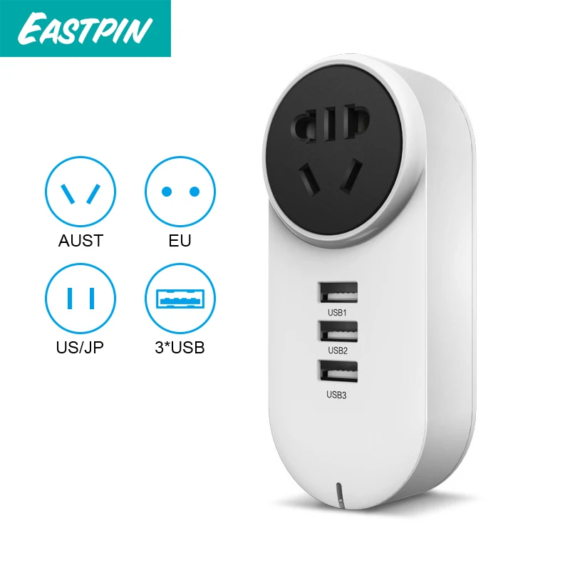 

International Universal Power Travel Plug Adapter Converting from AU/CN to Europe/US/JP/CN/AU With 3 Quick Charge usb for Office