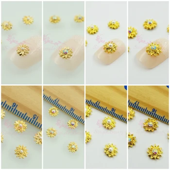 

100PCS/LOT 3D Gold Plated Sun Shape Japanese Style Alloy Metal Salon Nail Art Charms Handcrafts Jewelry Making Phone Decorations