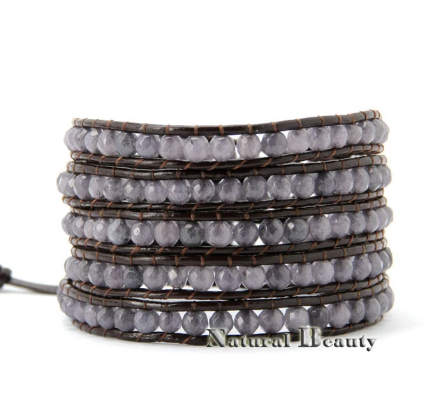 Cool Curved Stones Leather Wrap Bracelet Beaded Bracelets Mens Cool Curved Stones Leather Wrap Bracelet Beaded Bracelets Mens