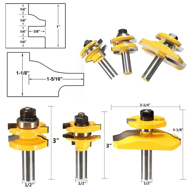 

1/2'' Shank Door Panel Woodworking Cutter Tool Cabinet Router Bits Set For Woodworking Tools 1PCS