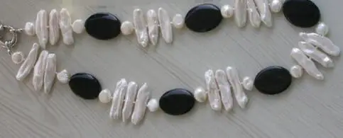 Beautiful Popular black bead Biwa fW cultured white pearl necklace | Украшения и аксессуары