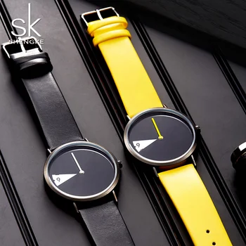 

SHENGKE Fashion Luxury Top Brand Watches Women Yellow & Black Leather Wristwatches Ladies Quartz Watch Woman Clock Reloj Mujer