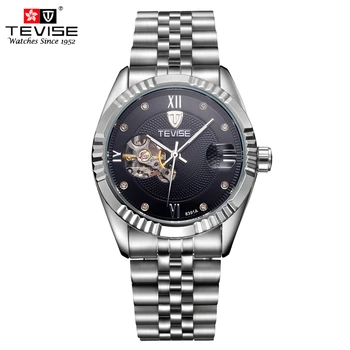 

TEVISE Mens Automatic Watch Skeleton Mechanical Self Wind Stainless Steel Watches Men Luxury Luminous Analog Wristwatches 8391A