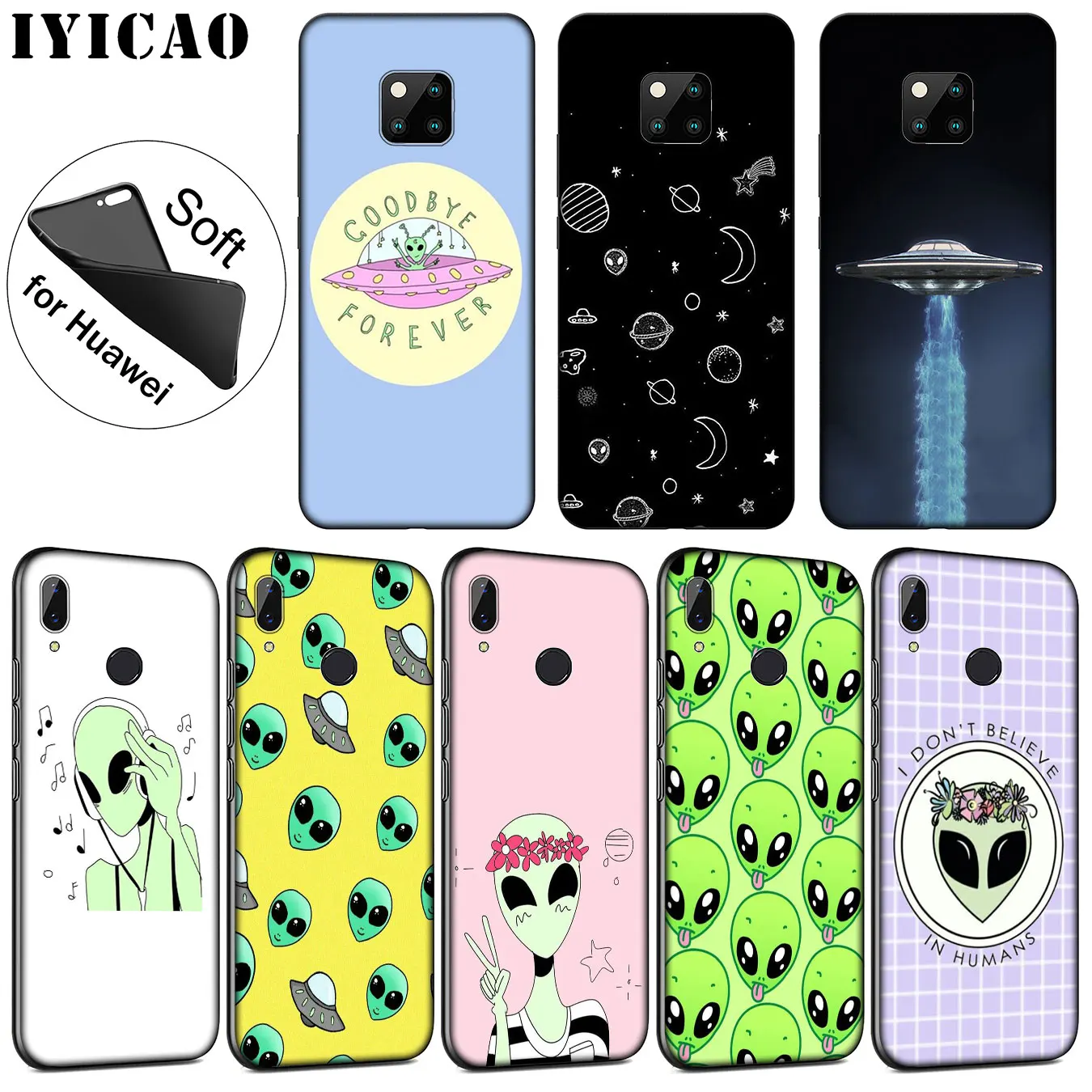 IYICAO милый Alien UFO Kawaii мягкий силиконовый чехол для телефона Huawei Mate 30 20 10 Pro Lite Nova 5I 4 3i