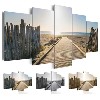 

5 pcs,Diamond Painting Fence Wooden Trestle Sea Landscape Full Square Rhinestone Picture Embroidery Diamond Mosaic sale wall art