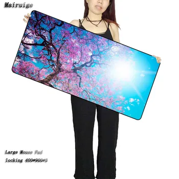 

Mairuige Cherry Blossoms Large Gaming Lock Edge Mouse Mat Keyboard Mat Table Mat Desk Mat for Notebook Laptop Gamer Mouse Pad