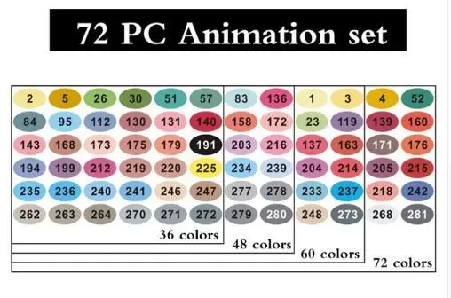 Finecolour анимационный дизайн Наборы двойной кончик искусство маркер на спиртовой основе Эскиз маркер для манги Профессиональный Рисование Искусство поставщик - Цвет: 72 Animation Design